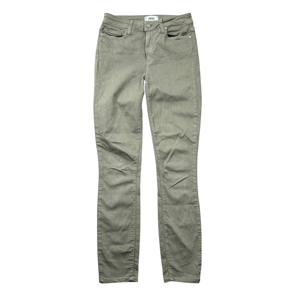Paige Hoxton Ankle High Rise Skinny Jeans Olive Green Size 26 Stretch Pant *READ